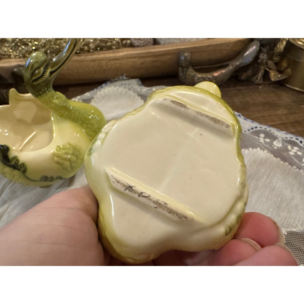 Vintage Hull Pottery Swan Planter Set 80 Chartreuse Green Mid Century Ceramic - Picture 6 of 7